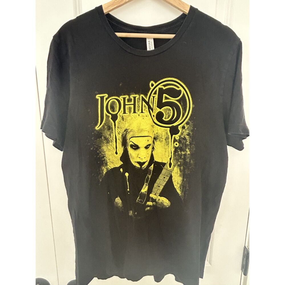 John 5 Tour T Shirt Mens Large Black Marilyn Manson Motley Crue Guitar